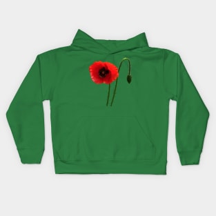 Red Poppy and Bud Kids Hoodie